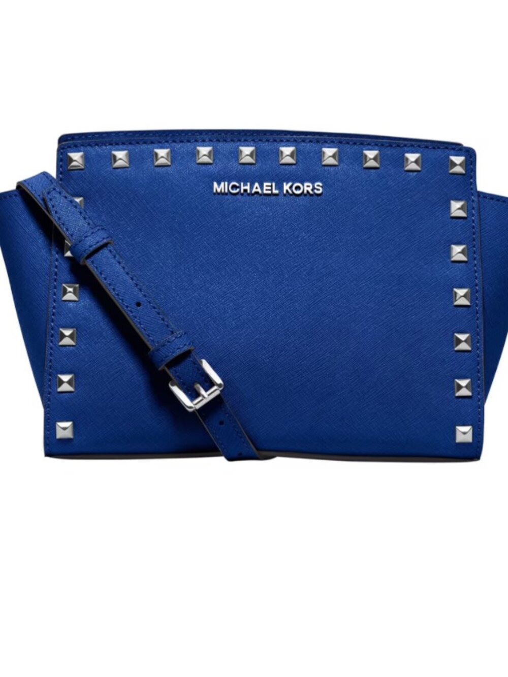 Michael Kors Selma Stud Medium Messenger Blue ✨ Saffiano Leather Crossbody